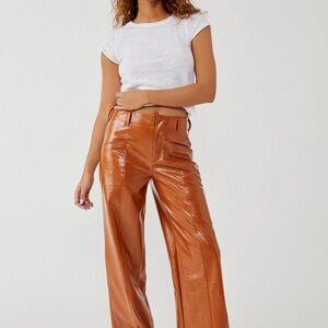 Free People Vegan Leather Wide Leg Pants